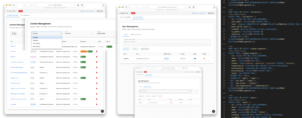 Screenshot of the development process